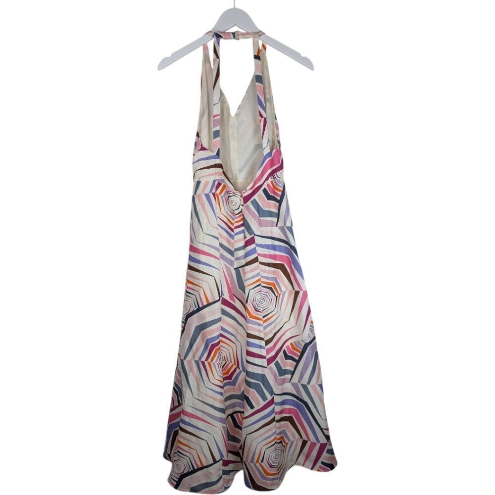 NWT Kate Spade Dress Geobrella Silk Linen Halter Multicolor A Line 6 - Picture 8 of 13